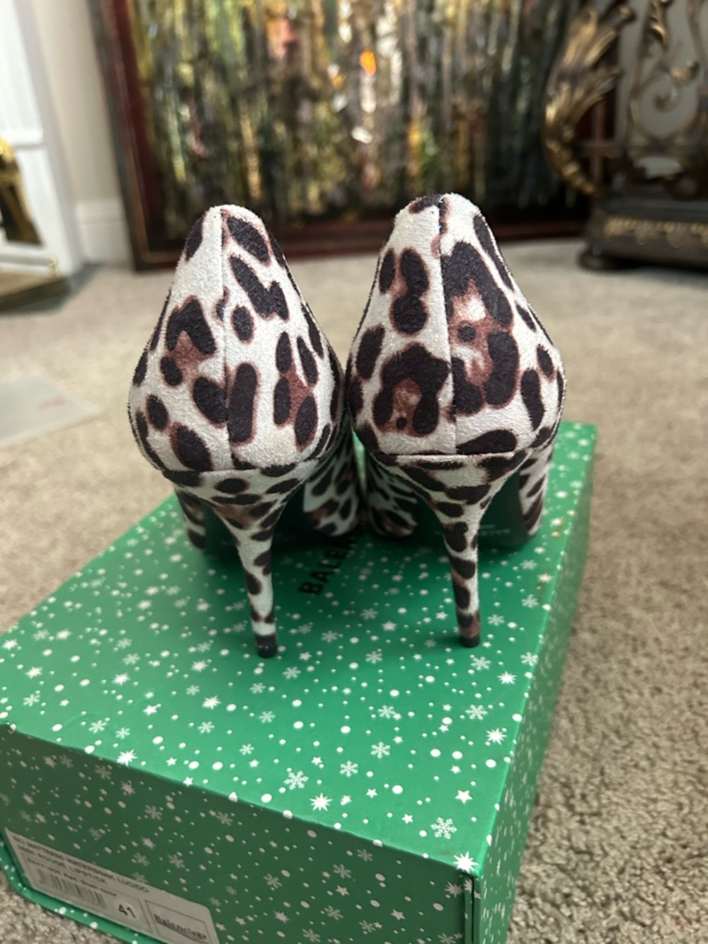 Balenciaga Knife Leopard Print Stiletto Heels - White/Brown - Picture 5 of 6
